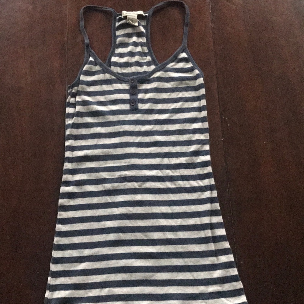 Forever 21 Gray and Blue striped Tank Sz M